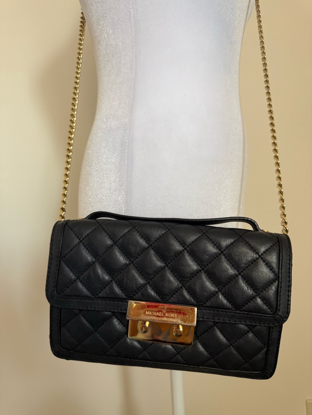 Michael Kors Black Quilted Leather Sloan Chain Shoulder Bag
